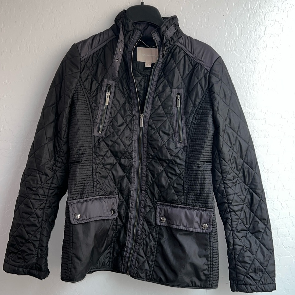 Banana Republic S Quilted Black Filled Jacket